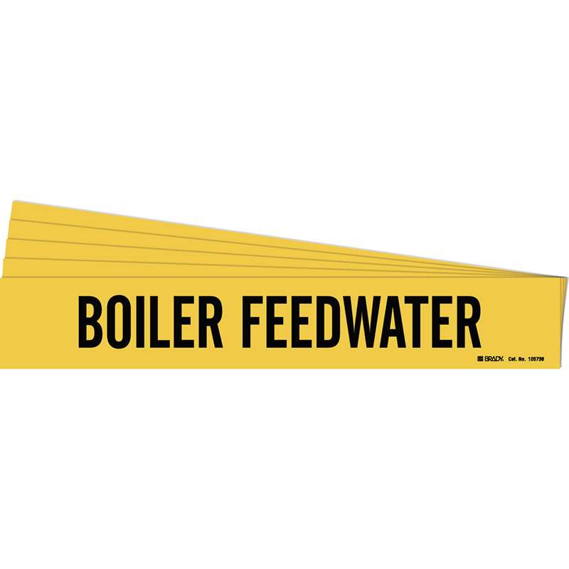 BOILER FEEDWATER Pipe Marker Style 1 Black on Yellow 1 per Card, 5 PK